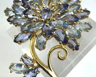 925 Ross Simons Light & Dark Blue Zirconia Flower