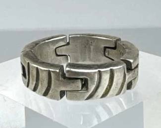 925 Silver Mexico "Parentesi" Style Band Ring