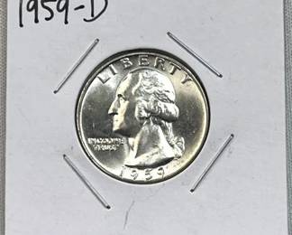1959-D Silver Washington Quarter Gem Unc. 90%