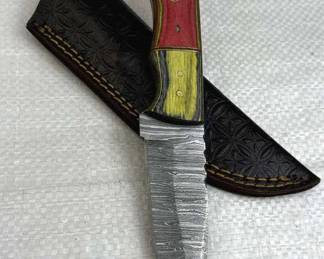 Damascus Steel Fixed Blade Knife w/ Sheath