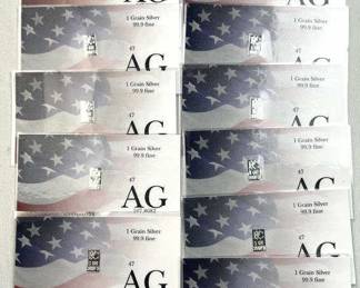 (11) 1 Grain Silver Bars .999 Fine