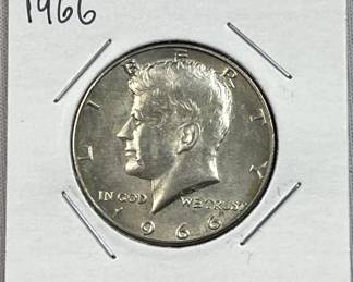 1966 JFK 40% Silver Half Dollar, US 50c Coin