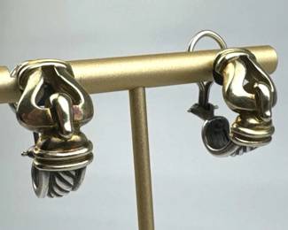 925 Silver & 14K David Yurman "Buckle" Earrings