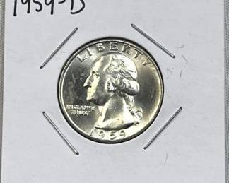 1959-D Silver Washington Quarter Gem Unc. 90%