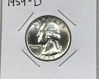 1959-D Silver Washington Quarter Gem Unc. 90%
