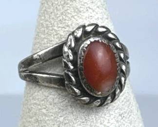925 Silver Southwestern Vintage Coral Ring