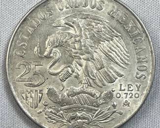 1968 Silver Mexico 25 Pesos Olympics .720