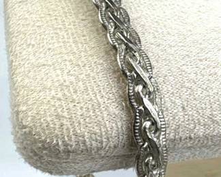 925 Silver Flatten Woven Braided Chain Bracelet