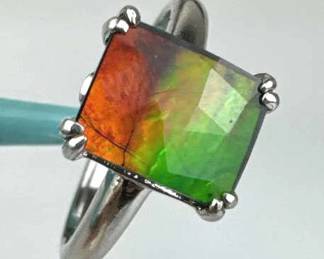 925 Silver Vintage Dichroic Glass, White Sapphire