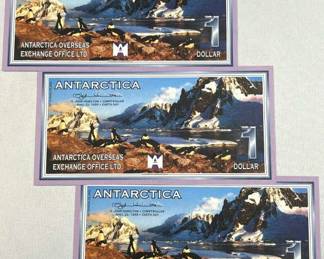 (3) 1999 Antarctica $1 Dollar Notes, Earth Day CU