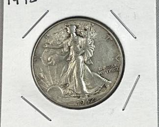 1942 Walking Liberty Silver Half Dollar, US 90%