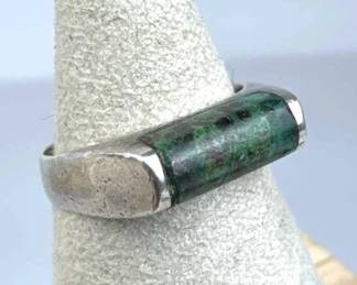 925 Silver Mexico Vintage Apatite Inlay Ring