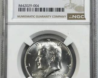 1964 JFK Silver Half Dollar, NGC MS66, 90%