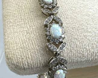 Opal & Zirconia Floral Tennis Bracelet