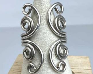 925 Silver 4 Strand Open Front Swirl Ring