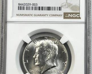 1964 JFK Silver Half Dollar, NGC MS65, 90%