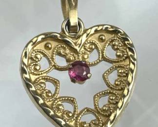 12K 1/20TH Gold Filled Ruby Heart Pendant