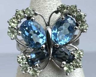 925 Silver Sky & London Blue Topaz & Peridot Butte
