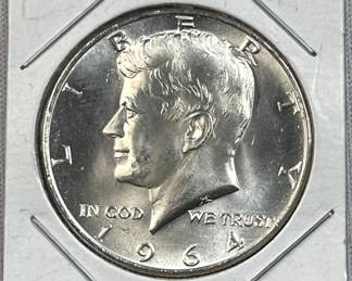 1964 JFK 90% Silver Half Dollar, US 50c Coin