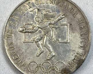 1968 Silver Mexico 25 Pesos Olympics .720