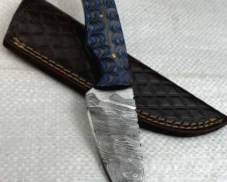 Damascus Steel Fixed Blade Knife w/ Sheath
