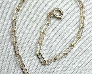 14K Yellow Gold Fine Wavy Paperclip Chain Bracelet