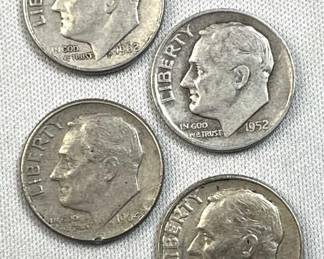 (4) 1950s-60s Roosevelt 90% Silver Dimes