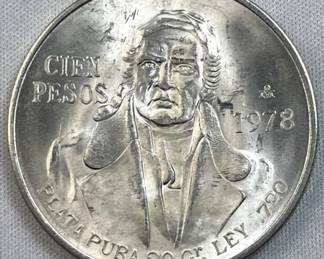 1978 Silver Mexico 100 Pesos, Quality BU .720