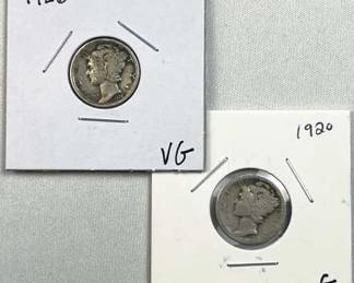 1920 & 1926 Mercury Silver Dimes, US 90% 10c