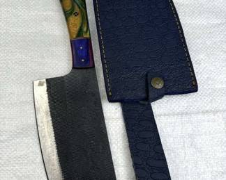 Lg Handmade Steel Fixed Blade Knife w/ Sheath