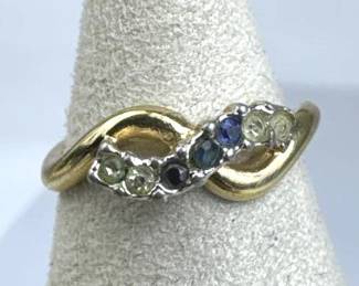 14K Gold Filled Blue Spinel & Zirconia Ring