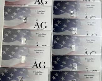 (11) 1 Grain Silver Bars .999 Fine