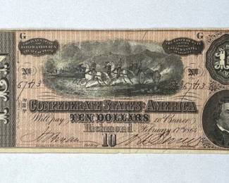 1864 Confed. States of America $10 Blue Back