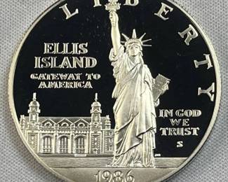 1986 Silver Proof Ellis Island Dollar, US 90%