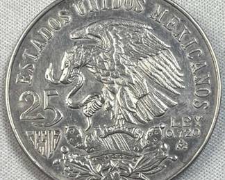 1968 Mexico Silver 25 Pesos Olympics .720