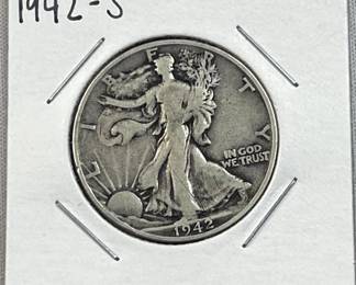 1942-S Walking Liberty Silver Half Dollar, US 90%