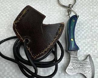 Damascus Steel Fixed Blade Mini Axe w/ Sheath