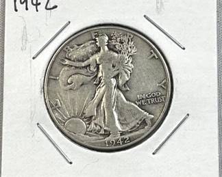1942 Walking Liberty Silver Half Dollar, US 90%
