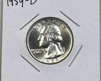 1959-D Silver Washington Quarter Gem Unc. 90%
