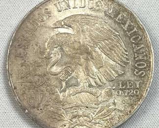 1968 Silver Mexico 25 Pesos Coin .720
