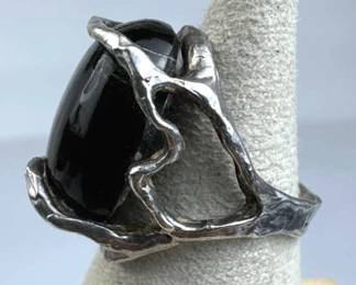 925 Silver Handmade Dark Cabochon Ring