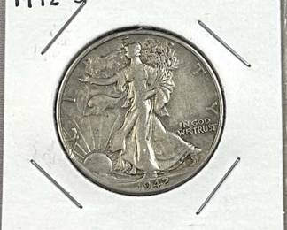 1942-D Walking Liberty Silver Half Dollar, US 90%