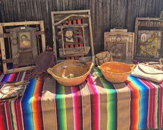 Vintage ethnic items and religious Retablos