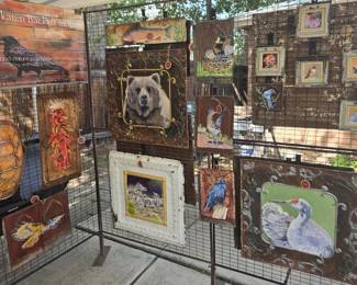 Naturalistic animal paintings on ceiling tiles