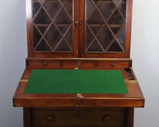Stunning Antique Federal Style Mahogany Secretary with Writing Desk  See Description  GC5 Auctions