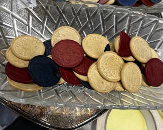 Antique clay poker chips, Stop Monkeying 