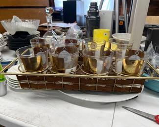 MCM Cera glassware with pocket watches