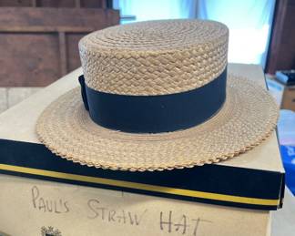 Antique straw boaters hat from Elgin store