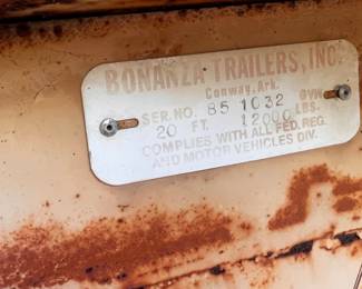 Bonanza 20 ft trailer has a hay box and floors are in good shape 