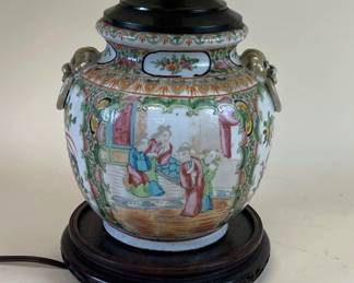 Rose Medallion lamp with pleated shade